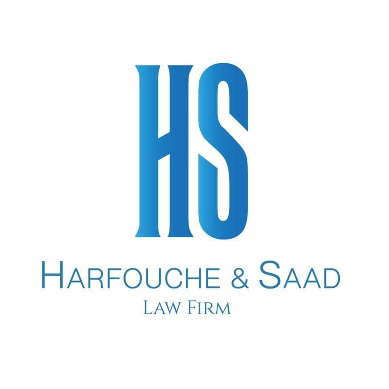 Harfouche & Saad Law Firm logo featuring stylized initials "HS" in blue, representing legal services and branding for Bluemoon Ads' digital marketing focus.