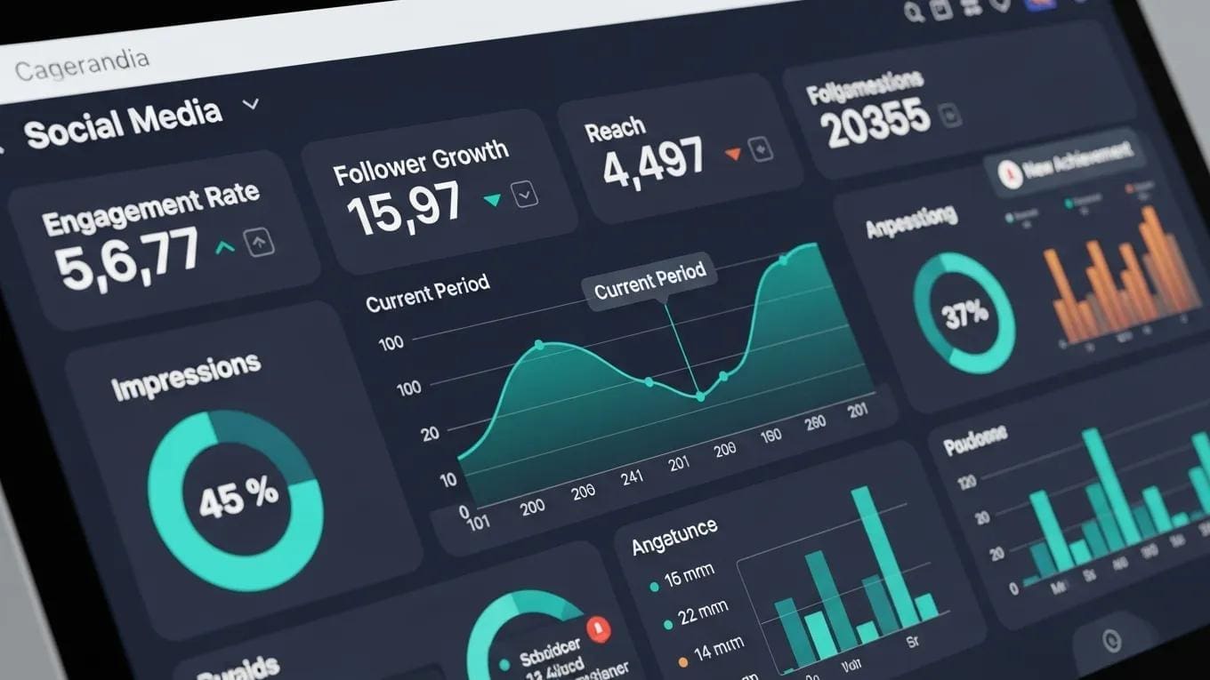 Close-up of social media performance metrics on a computer screen