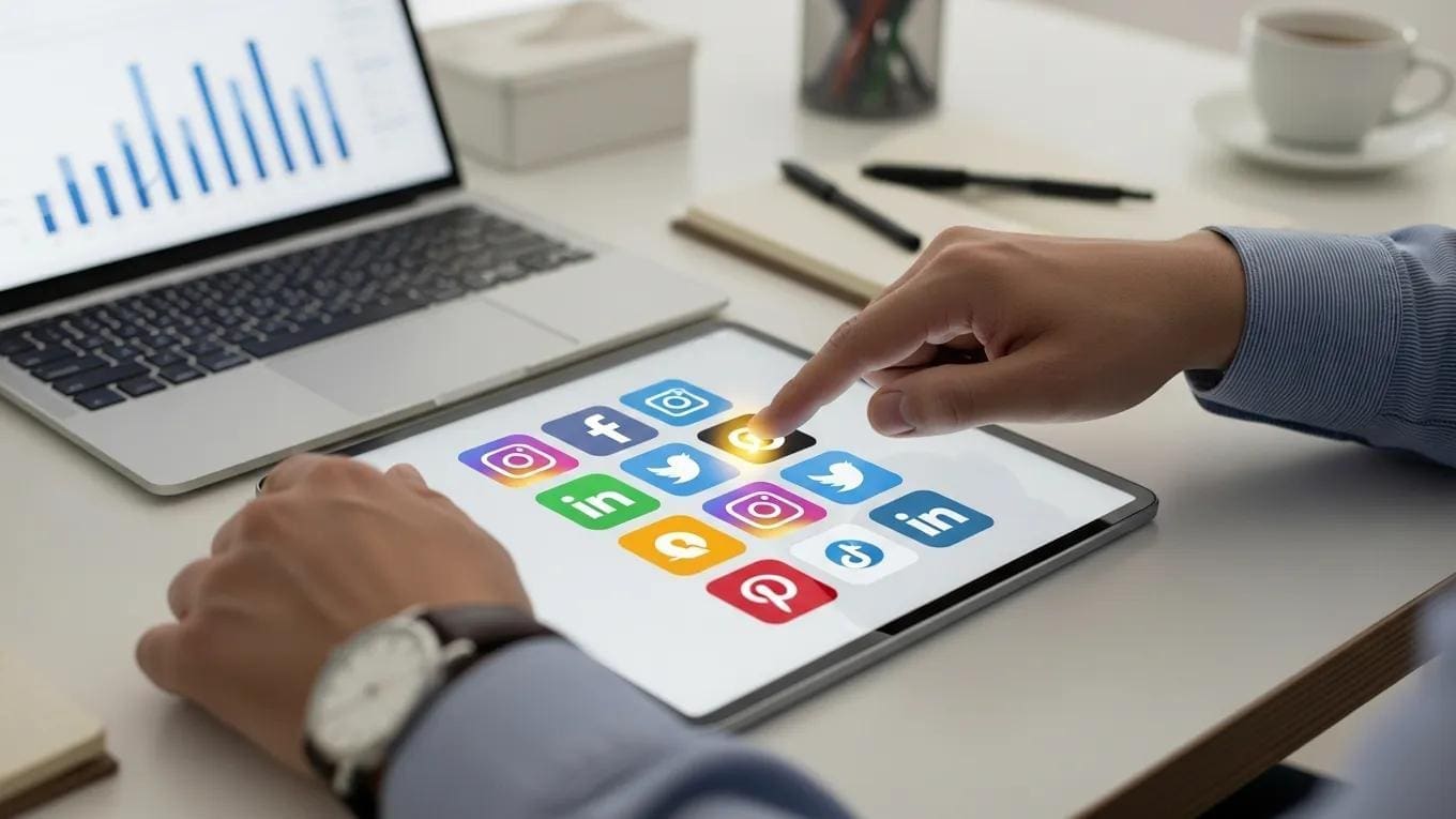 Individual selecting social media platforms for marketing strategy